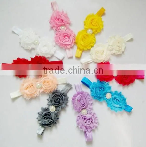 wholesale Baby Toddler Infant Flower Headband with Pearl Hair Bow Band Accessories