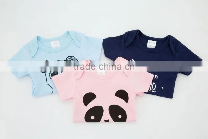 Cute Factory Baby Clothes Summer 100%Cotton Short Sleeves with Animal Prints Newborn Infant Baby Bodysuits