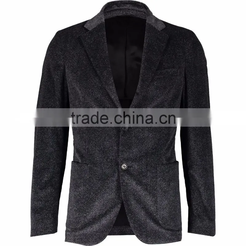 Fahion Premium Dry Clean Two Buttons Charcoal Heather Velvet Blazer for Men