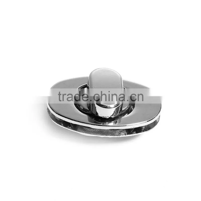 Zinc Based Alloy Purse Twist Turn Lock Silver Tone 37mm(1 4/8") x 22mm( 7/8"), 1 Set