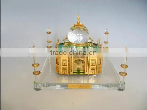 High Quality K9 crystal Taj Mahal model with 24k gold plating metal JC0008
