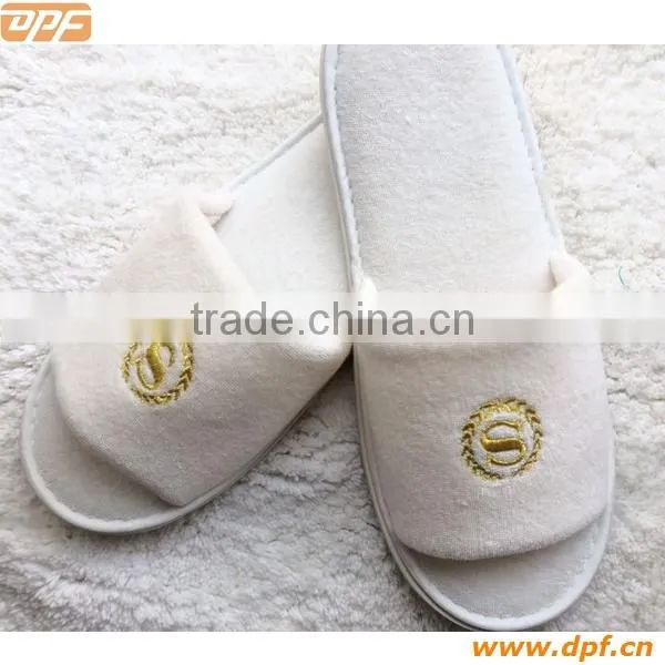 Top grade velour embroidery disposable hotel slipper