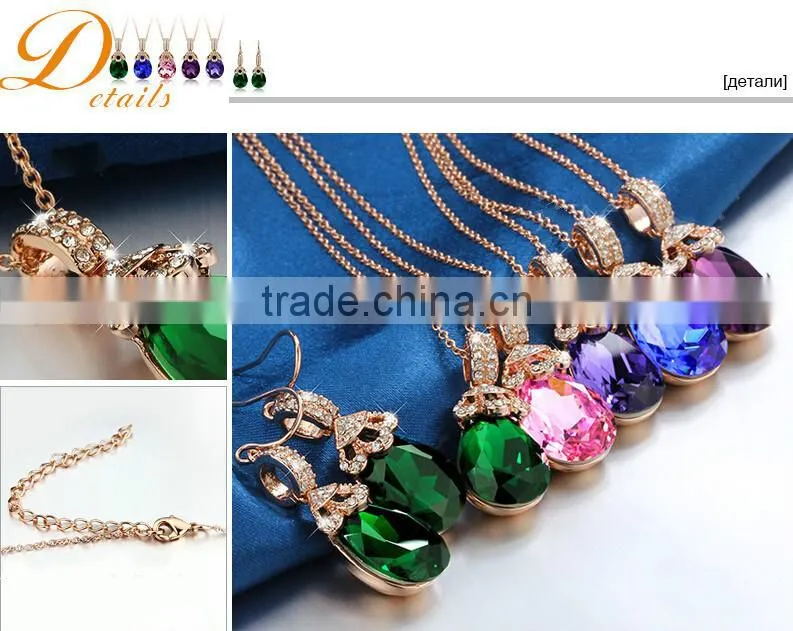 Wedding Bridal Party Crystal Rhinestone Pendant Necklace & Earrings Jewelry Sets