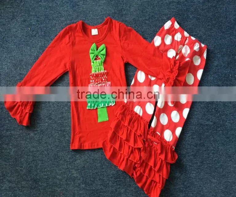 Boya High Quality Wholesale Baby Girls Ruffle Pants Outfit Autumn Christmas Toddler Girls Remake Clothes