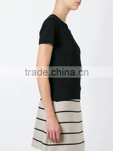 Custom Women Pure Black Plain Short Sleeve T-Shirts,Oem Cotton Blank Plain T Shirts for women