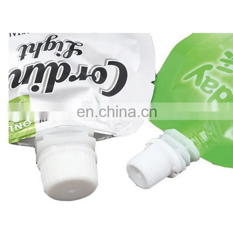 Custom cheap price food grade stand up soy milk/juice/wine packaging spout pouch with tear note