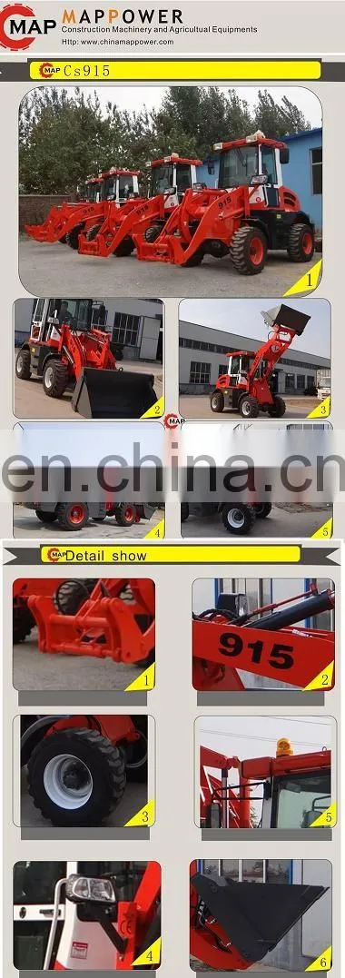1.5ton mini front end wheel loader with wood splitter