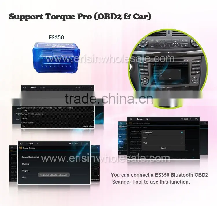 Erisin ES2506B Android 4.4.4 2 Din 7 inch Touch Screen Car DVD Player for Mercedes Smart
