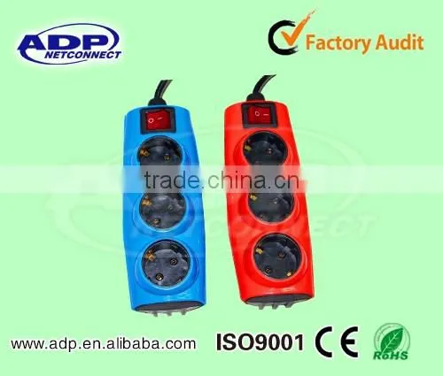 Cute bran-new European standard 3/4ways with switch, plug receptacle with wire