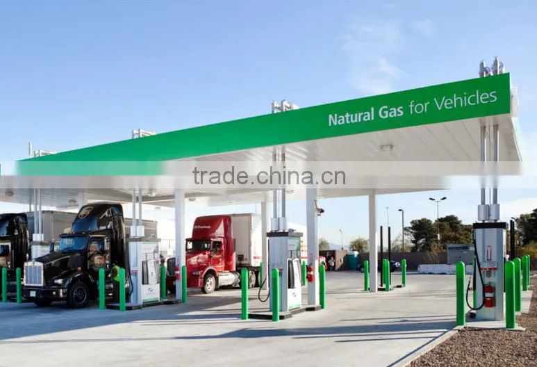 Custom design prefabricated stainless steel structure gas station canopy