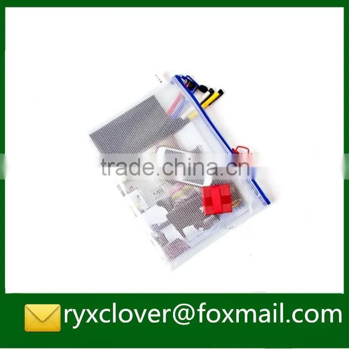 PVC waterproof grid zip document bag/pencil bag