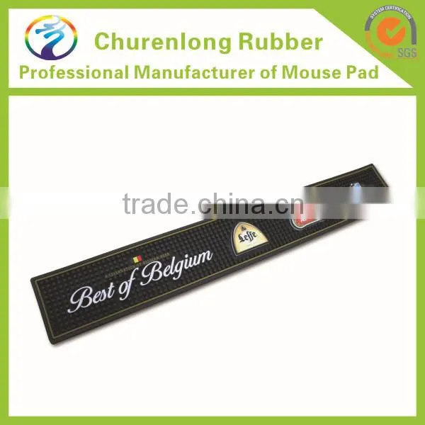 2016 Custom bar accessory eco-friendly branded logo soft pvc beer bar mat