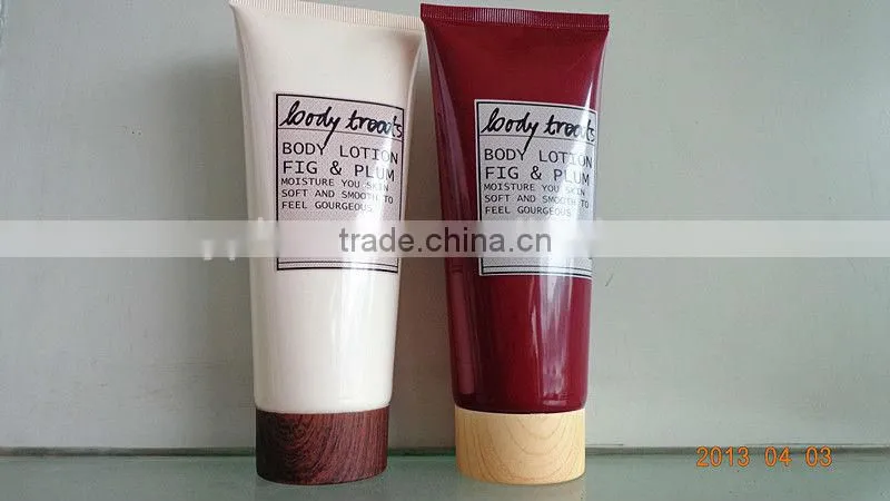 wooden lid for PE tube product,Diameter 50mm cosmetic tube with silkscreen printing,PE extruded tube