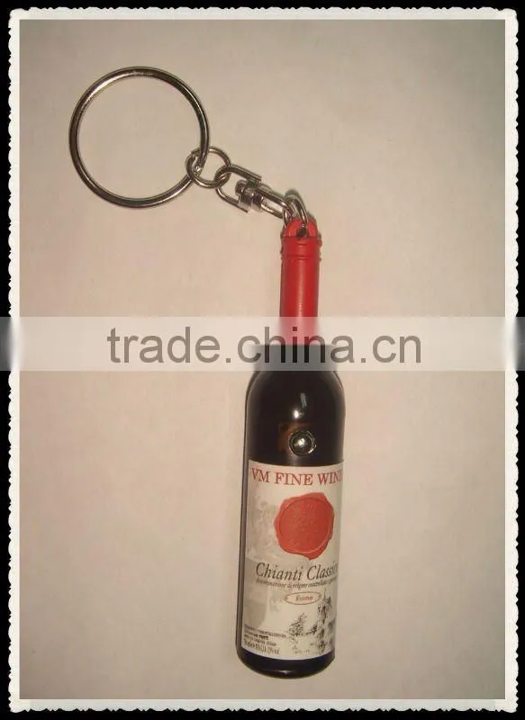 2016 promotional led beer bottle shape led projector keychain with customized logo