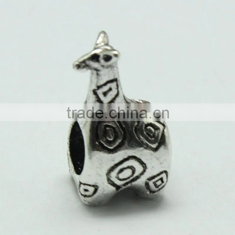 Lead Free Nickle Free Zinc Alloy Pdora Deerlet Shape Jewelry Hole Beads for Bracelets and Necklaces