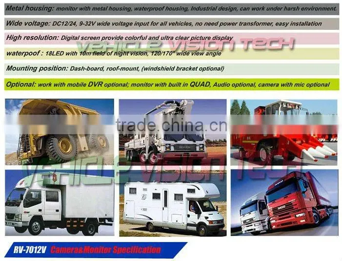 RV-7012V 7inch waterproof Rearview Mirror Car GPS System with QUAD Monitor