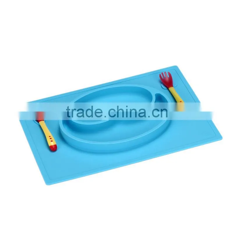 BPA free 2016 good quality one-piece silicone rubber placemat plate