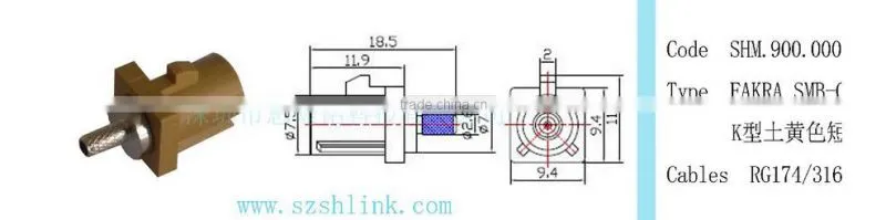 Fakra crimp Jack connector Curry Satellitic Radio With fakra male connector for rg174 cable