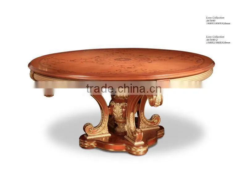 European Classic Style Solid Wood Dining Table Round Table For 8 People