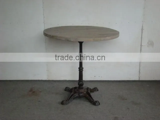industrial metal coffee table/antique round wooden top coffee table