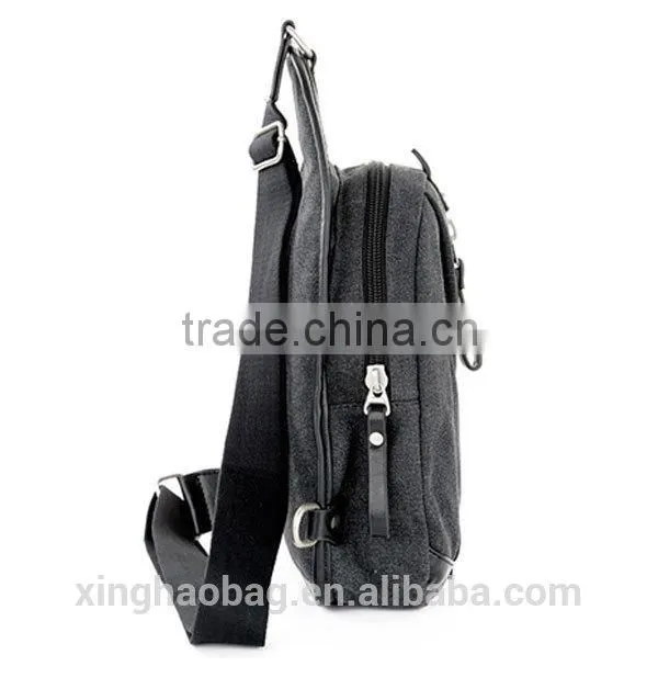 leisure style canvas leather material men chest bag