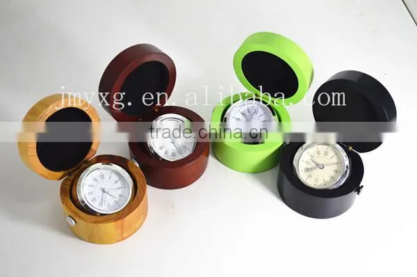Modern creative decentround wooden table clock for promotion gift
