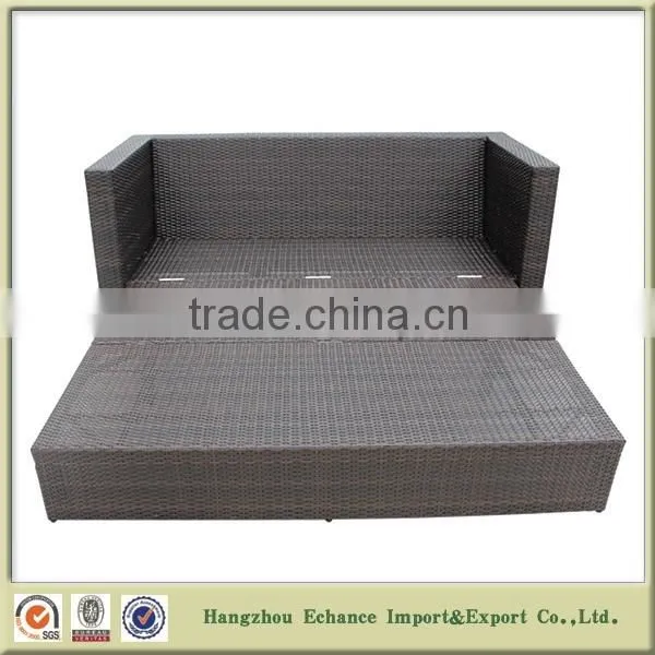 Fashion Outdoor Garden Furniture Brown and black Rattan folding sofa bed with cushion-FN4003