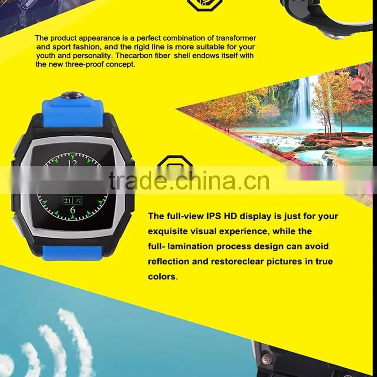 GT68 MTK6261A Chipset dustproof waterproof IP57 blueooth 4.0 smartphone watch with SOS function