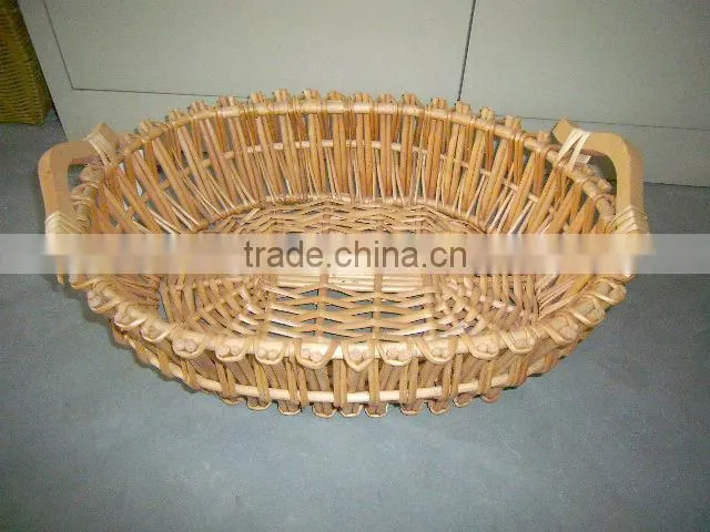 2013 new style honey willow storage basket with wood handle