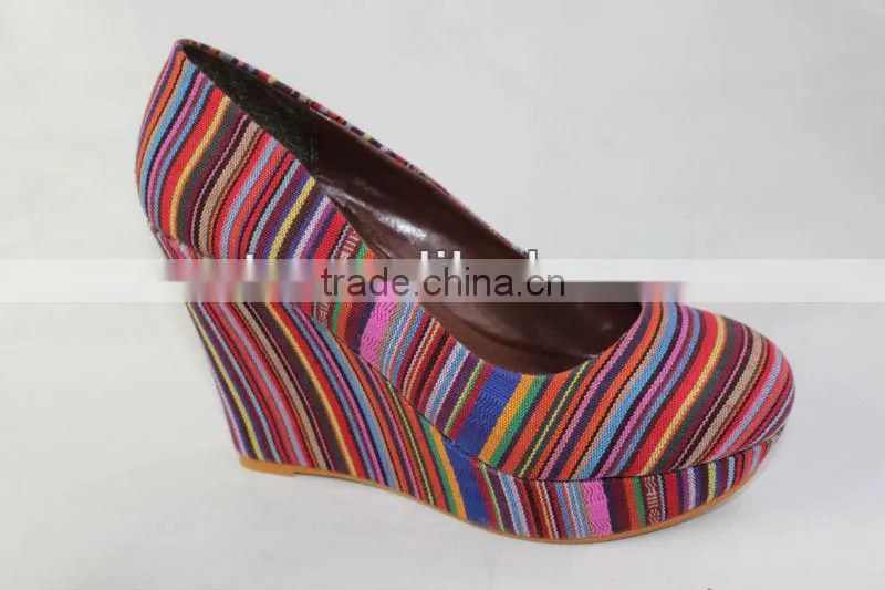 special material wedge high heel women pump shoes