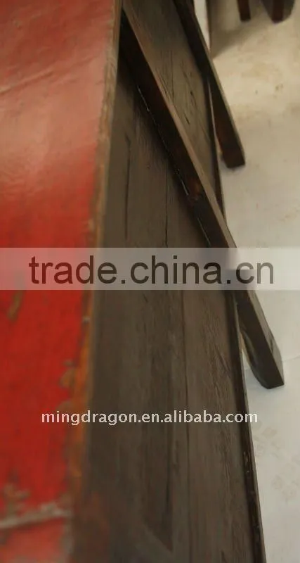 Chinese Antique Red Four Door Cabinet Shoes Kitchen Cupboard
