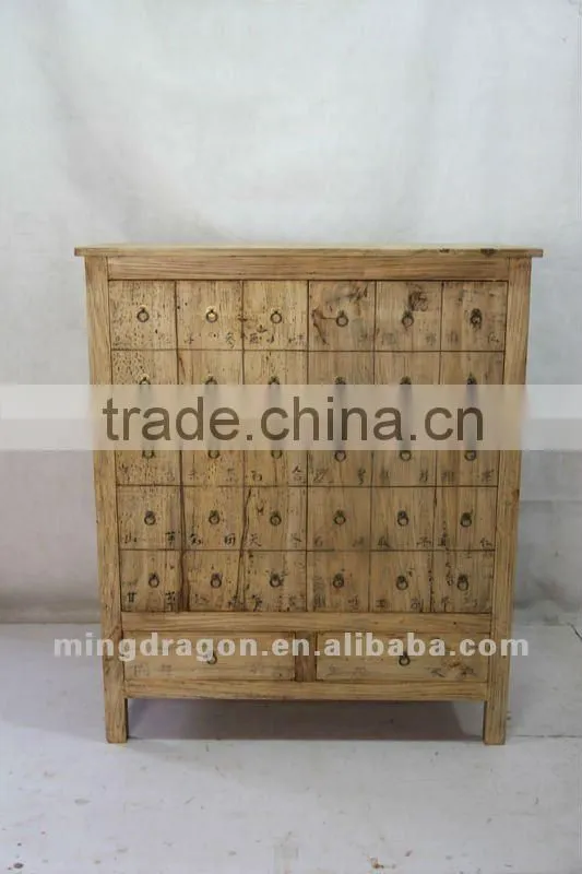 Chinese antique furniture pine wood shanxi medicine cabinet style two door two drawer cabinet