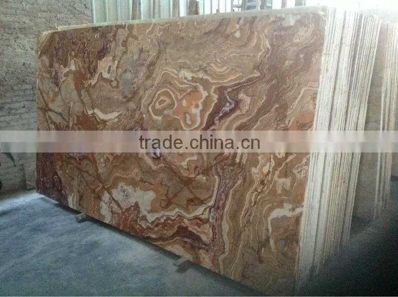 Cheap tiger flower brown onyx marble tile slab