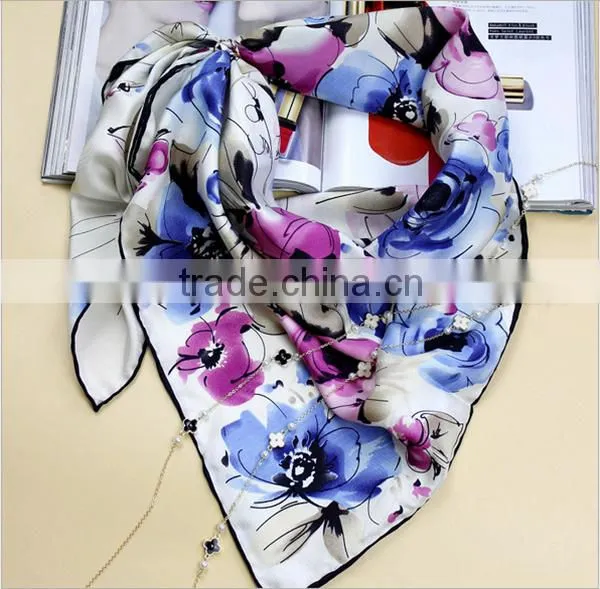wholesale custom logo 100% silk printing scarf