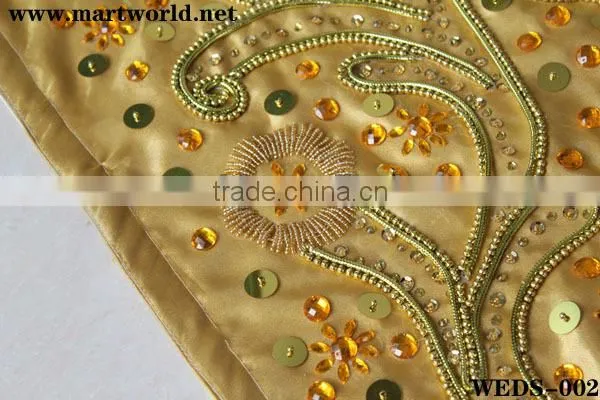 Golden handmake embroidery crystal india wedding stage (WEDS-002)
