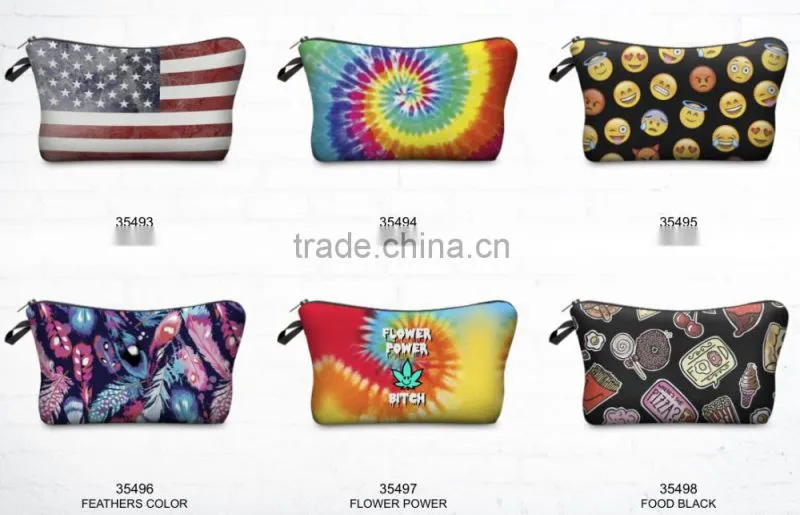 digital print modern fashion usa sexy ladies plumaje cosmetic bag