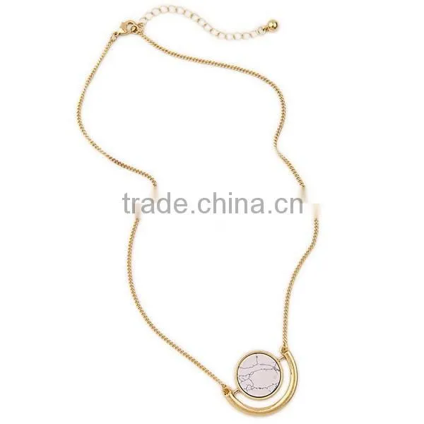 Long Round Marbleized Sphere Pendant Necklaces