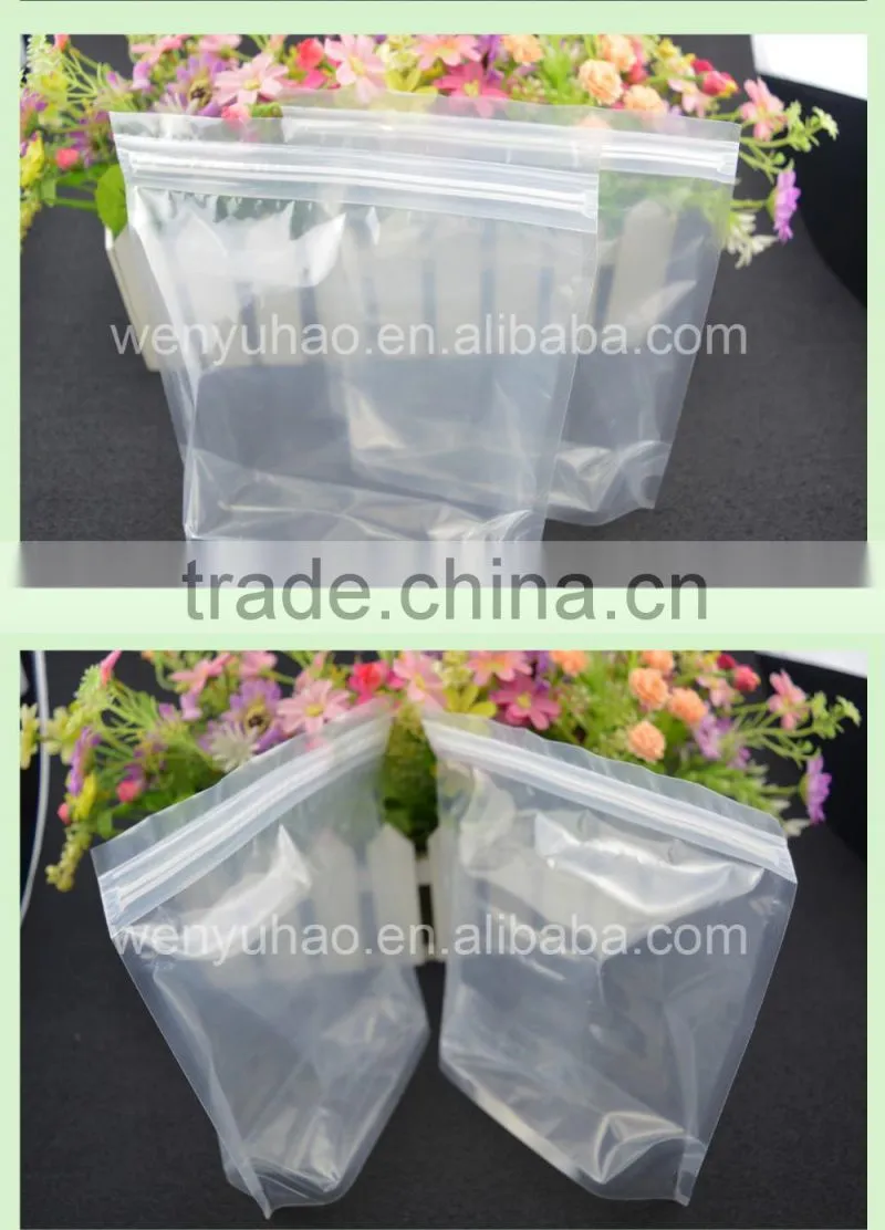 food grade transparent packing bag for food / double zipper food grade transparent packing bag for food