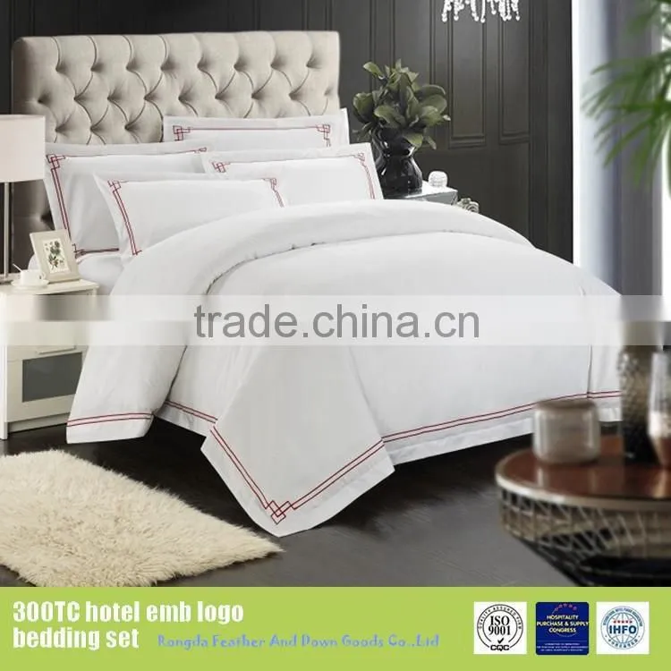 Embroidery bed sheet luxury hotel bedding 100% cotton manufacturer in China