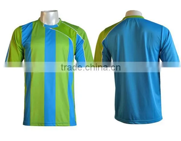 competition green blue striped soccer jersey official design jersey