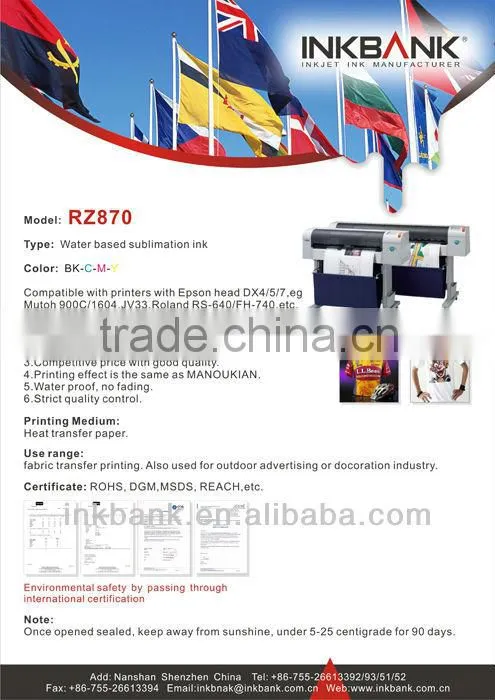 Sublimation ink for Epson inkjet Printer
