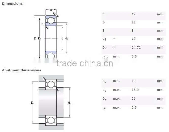 Koyo bearings deep groove ball bearing 6001rs