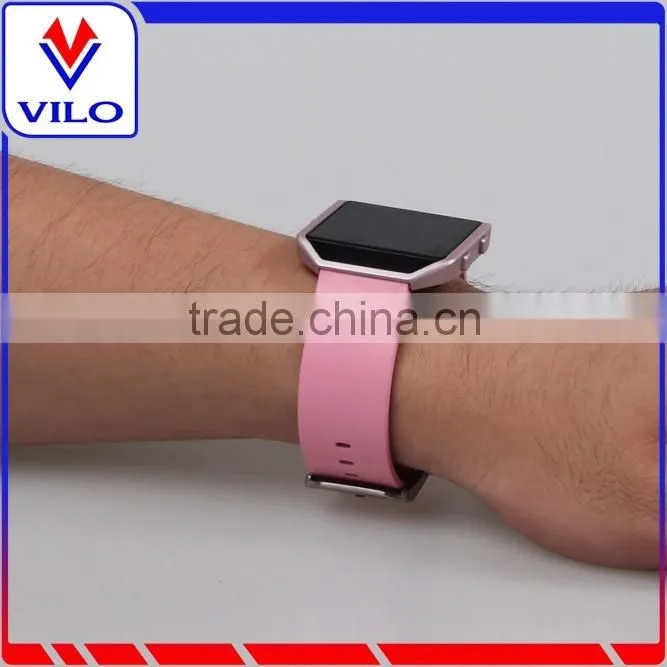 Luxury Genuine Leather Wrist strap Watch band For Fitbit Blaze Smart Watch+Metal Frame