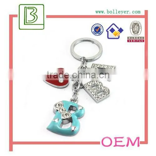 Silver sparking rhinestone keychain