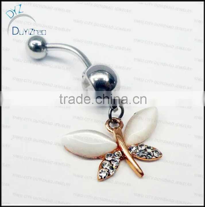 cat eye stone butterfly navel belly button rings piercing jewelry