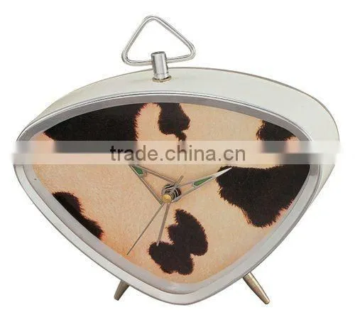 triangle metal case mechanical alarm clock