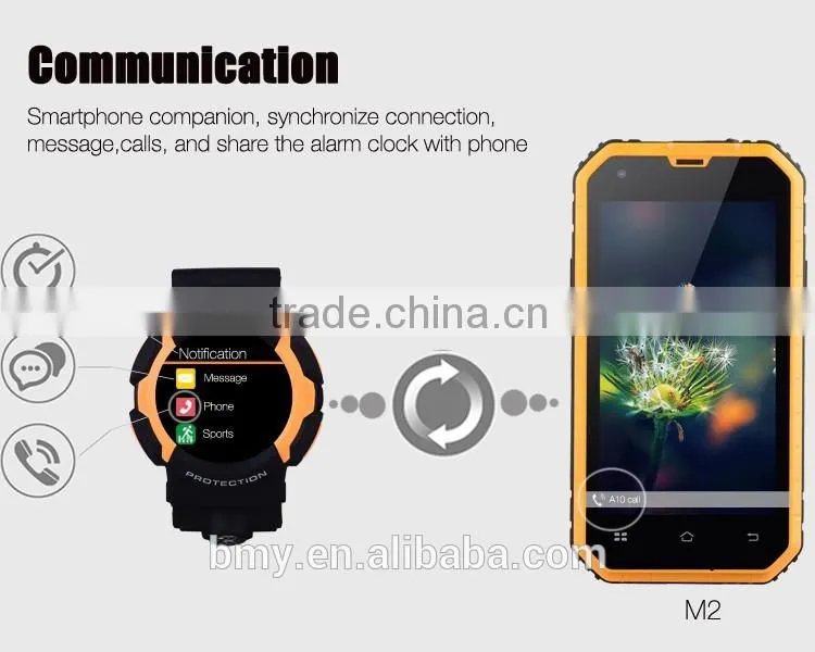 Intelligent waterproof sports watch, with 3G ,BT,see text messages, synchronization time weather, photo camera