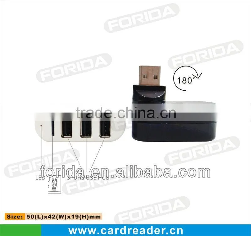 Turnable mini COMBO-usb hub 2.0 + card reader