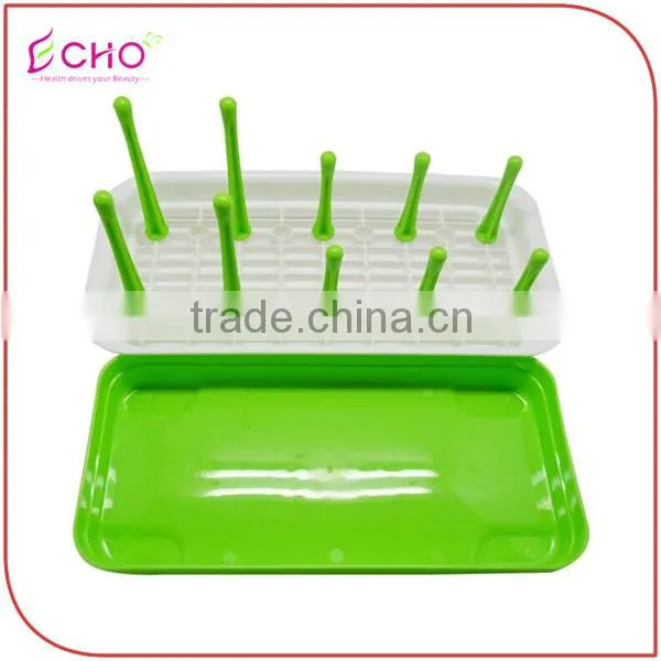 Kitchen Tableware Plastic Rectangle Green Draining Dish Rack for Water Cups and Saucers Holder