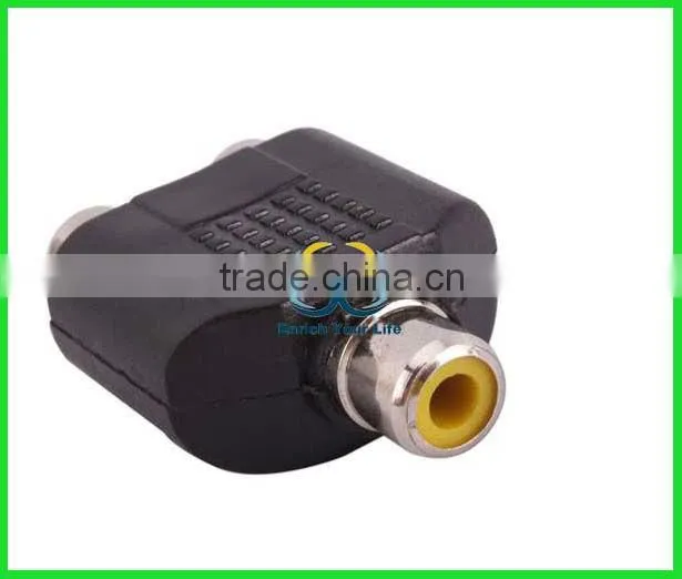 1 to 2 RCA PLUG AV Splitter Converter Adapter RCA Audio Adapter